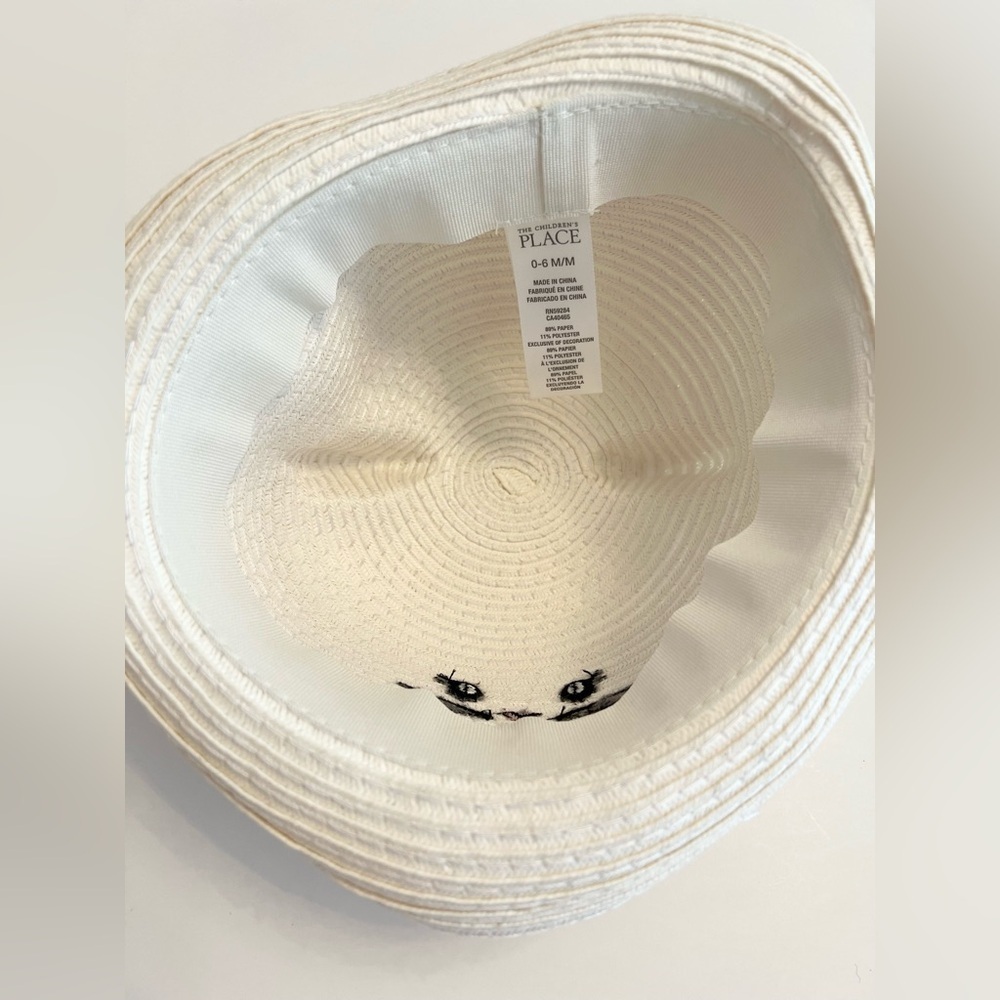 NWOT The Children's Place White Cat Hat with Pink Band Baby Girl 0-6 Months - Picture 3 of 4